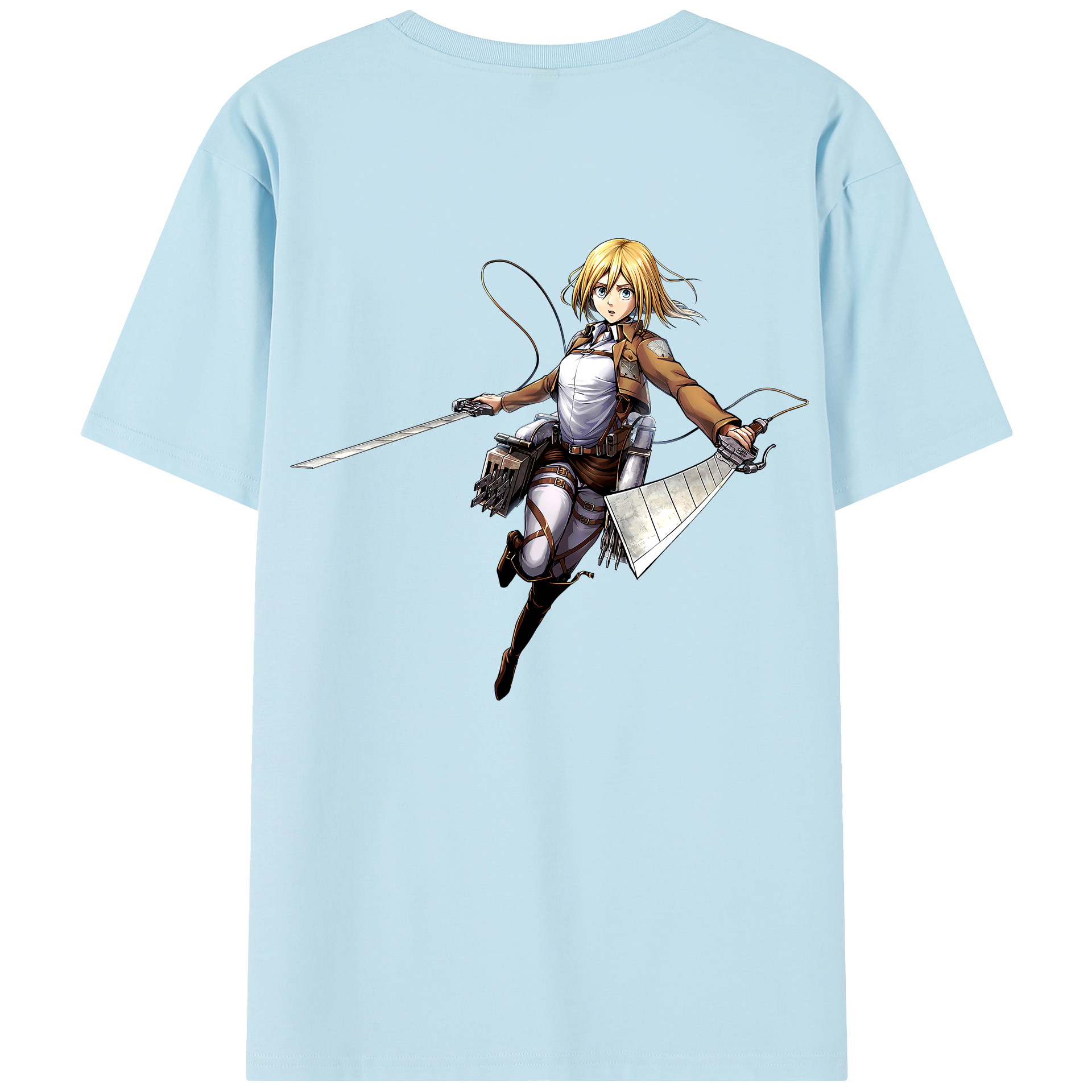 （画像用） 進撃の巨人 クリスタ·レンズ Attack on Titan Christa Lenz 綿100％半袖Tシャツ（背面プリント）